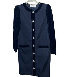 Oscar de la Renta Vintage Womens Size 8  Black Button Down Evening Dress